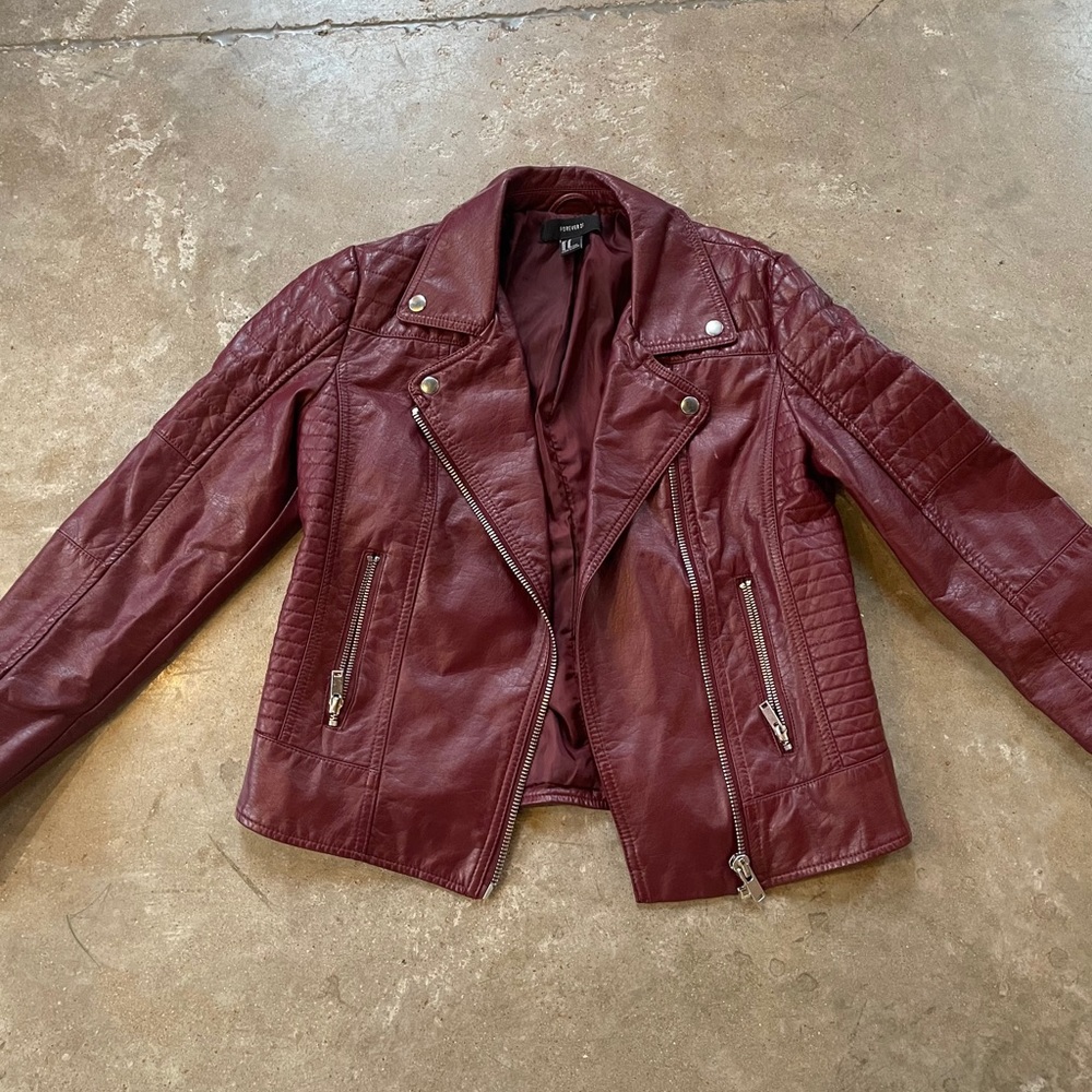 Red Faux Leather Jacket